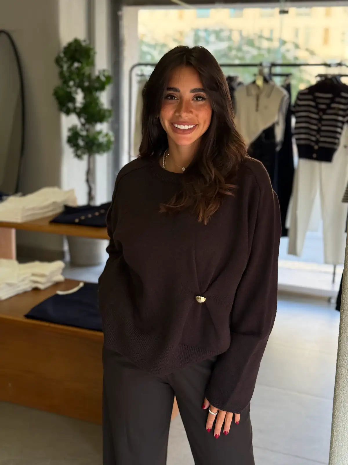Minimal Pullover with Gold Accent