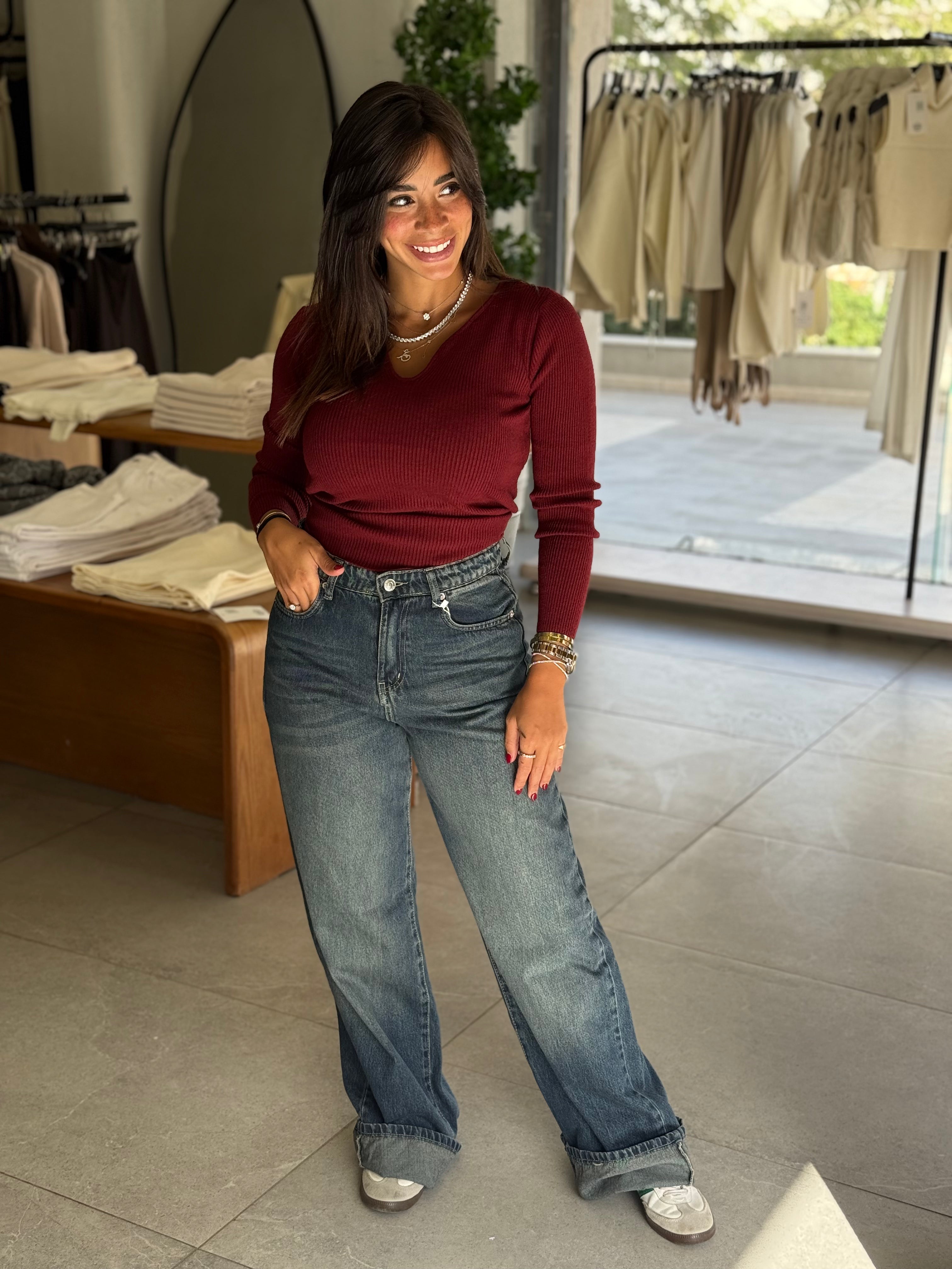 Wide Leg Dark Denim Pant