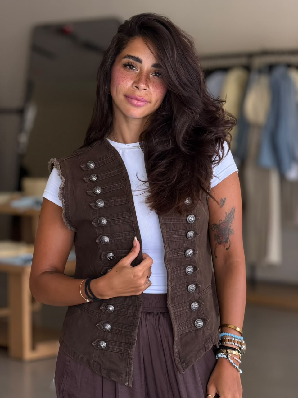 Denim vest - Brown