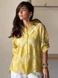 Open Back Lace Shirt -Lime green