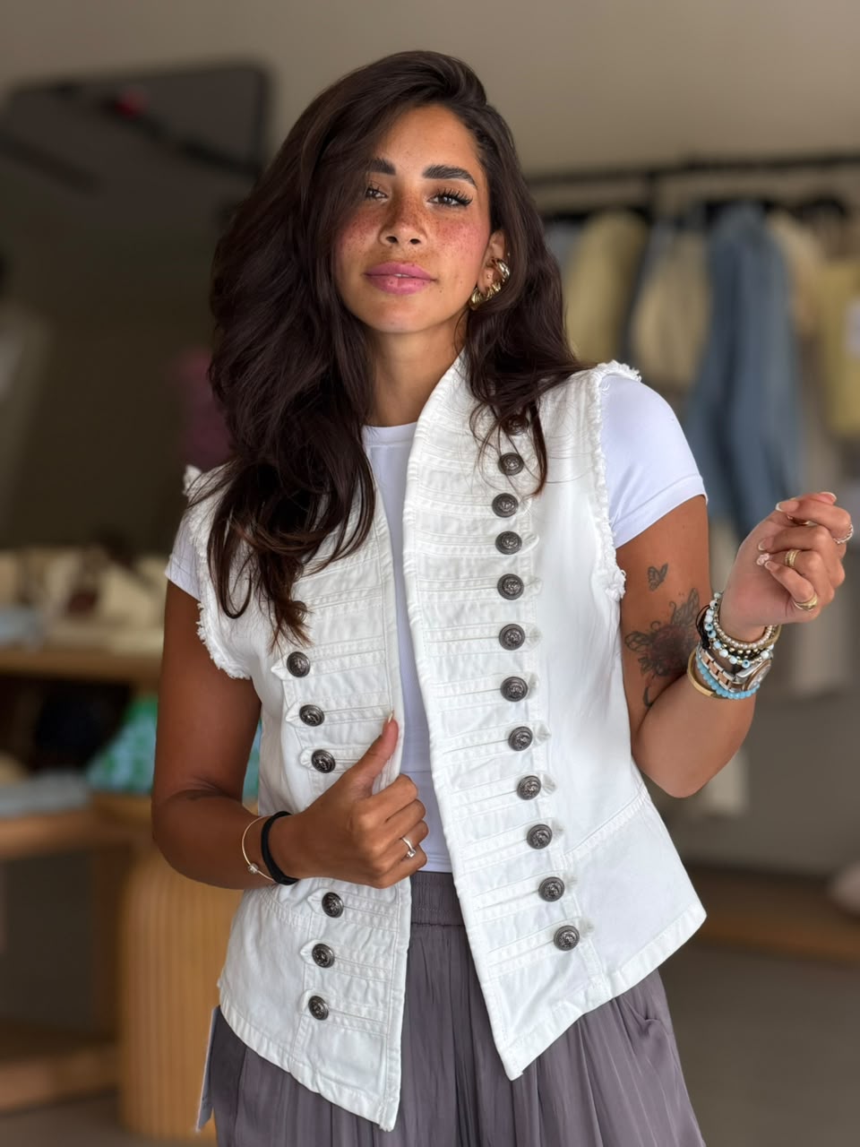 Denim vest - white