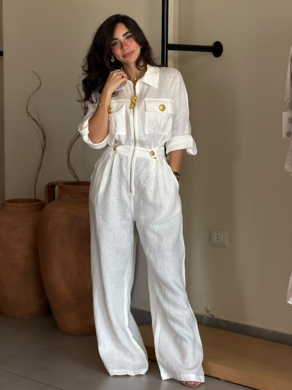 Linen Jumpsuit - white