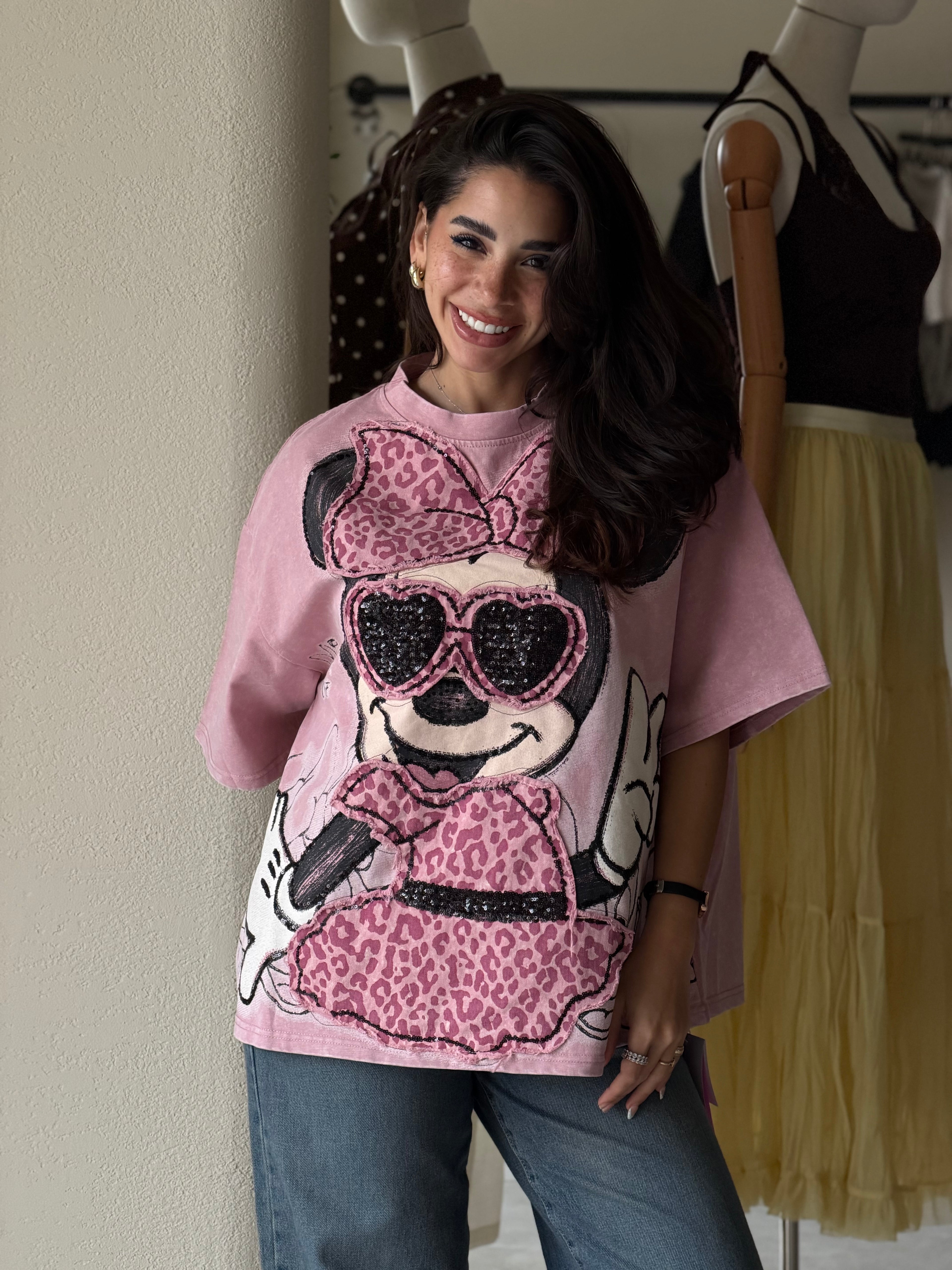 Cartoon Tee- Pink