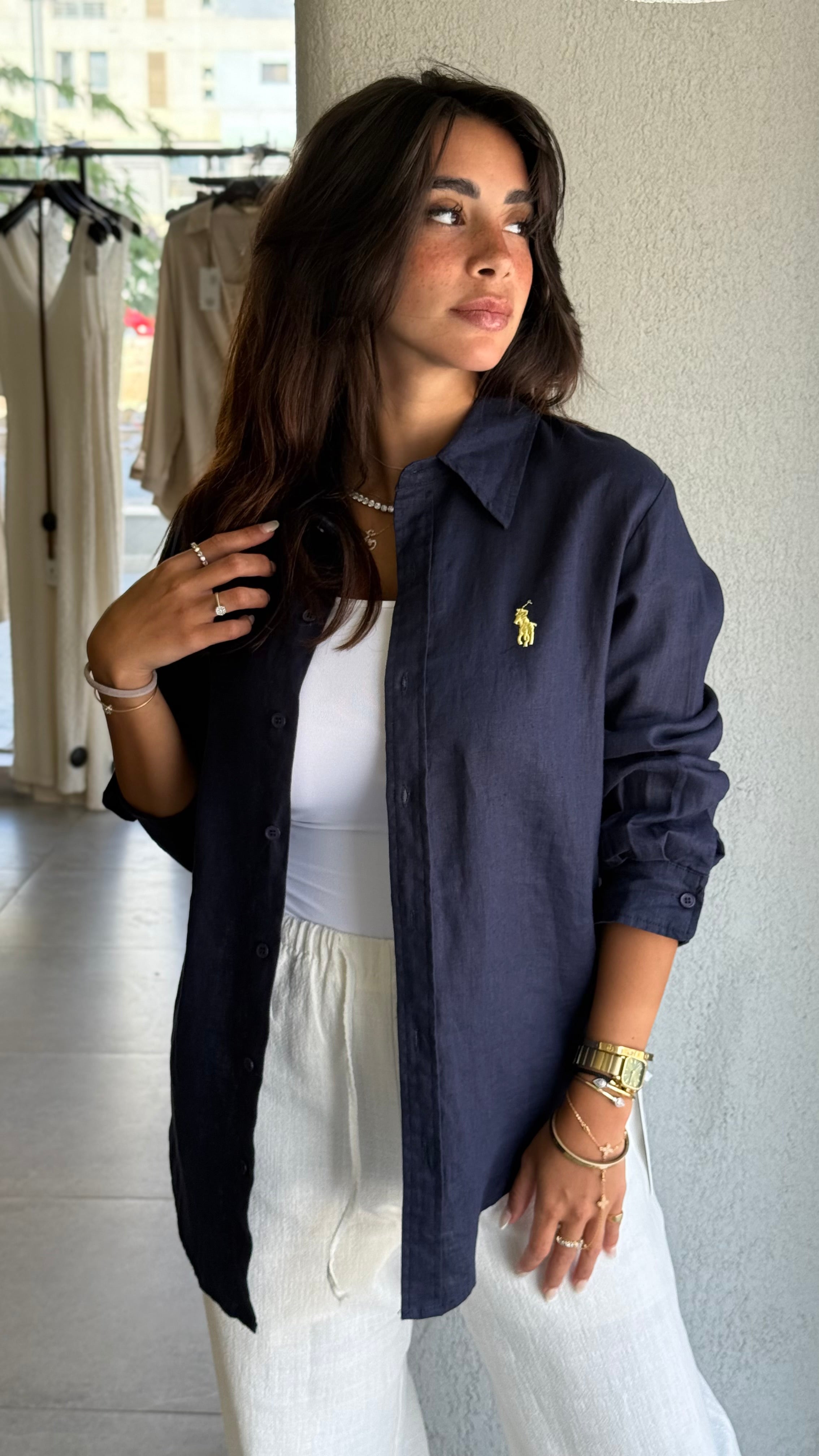 Ralph lauren linen shirt - Navy x white