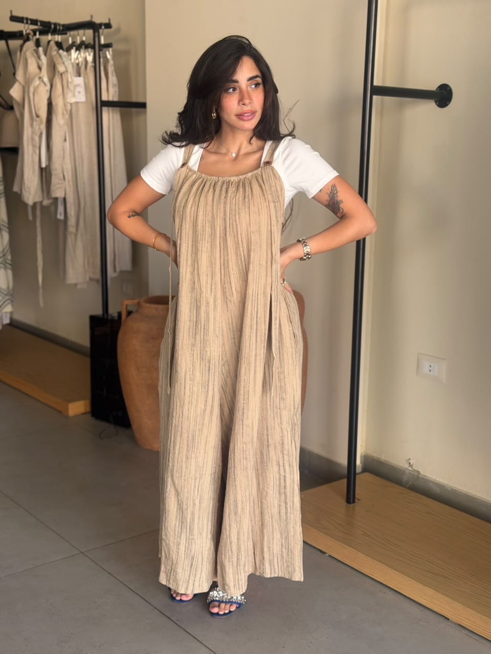 Linen Jumpsuit - Coffe