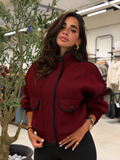 The Contrast Jacket - Burgundy