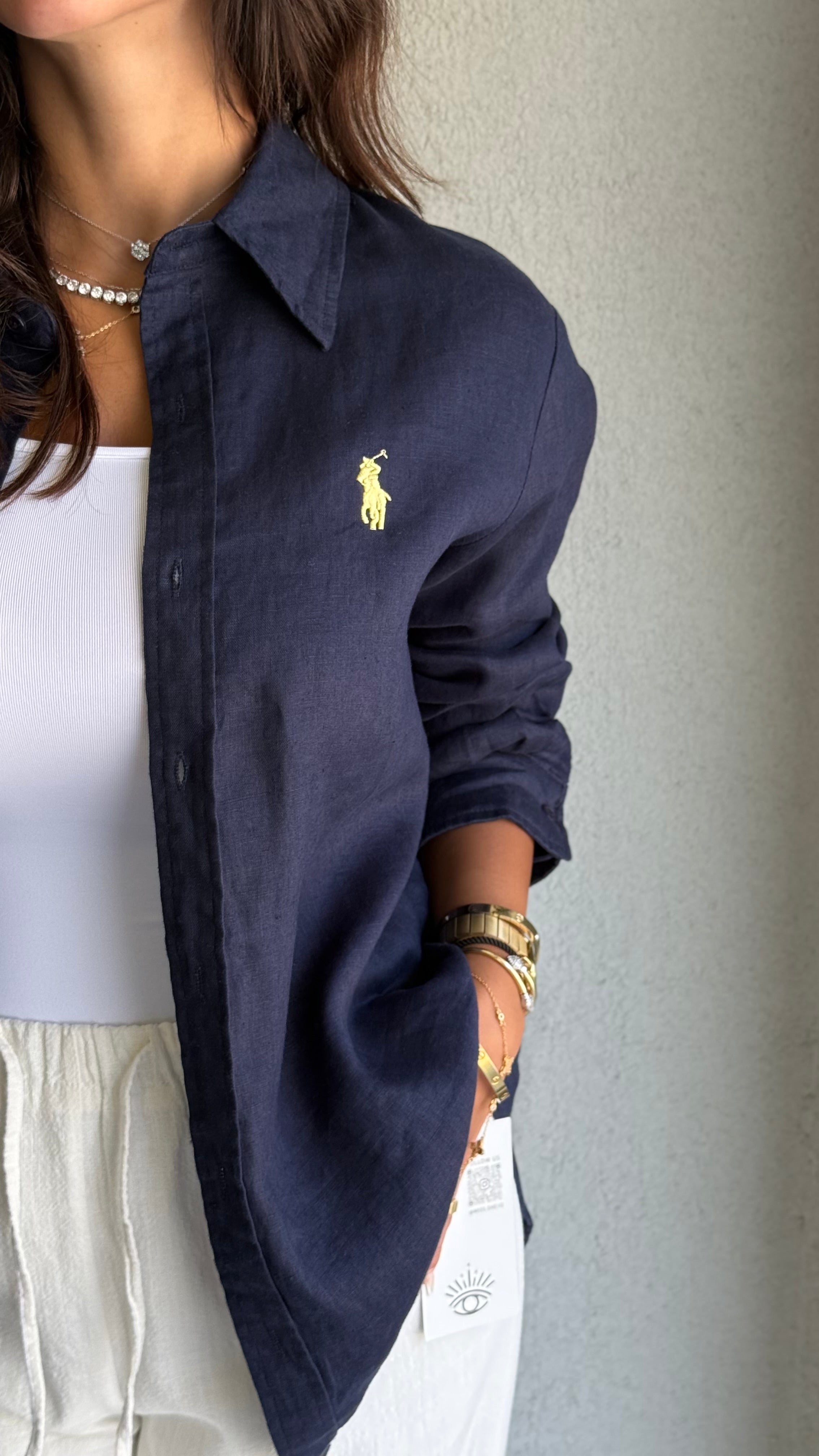 Ralph lauren linen shirt - Navy x white