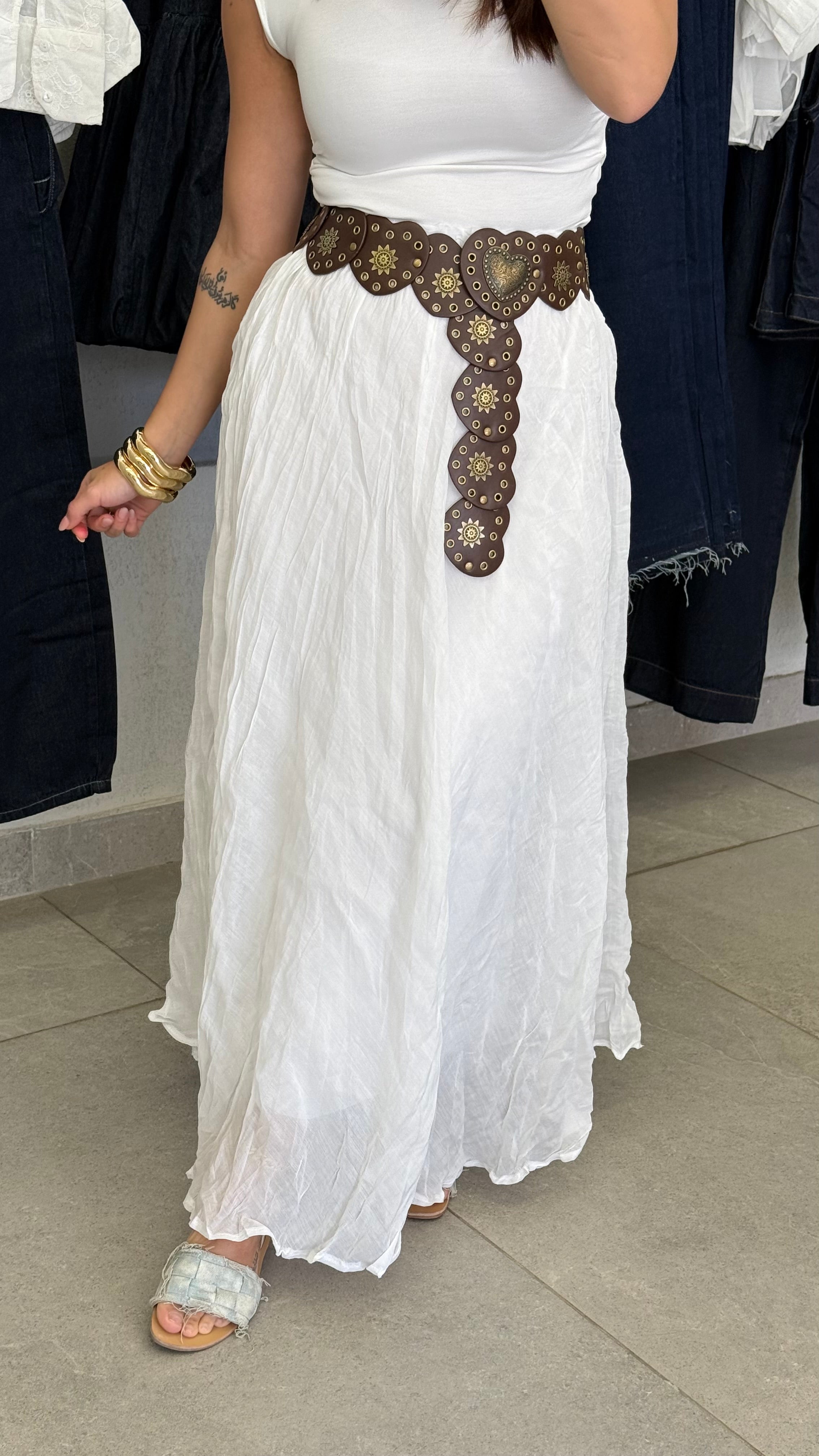 Crinkle Skirt - White