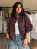 linen bomber - Brown