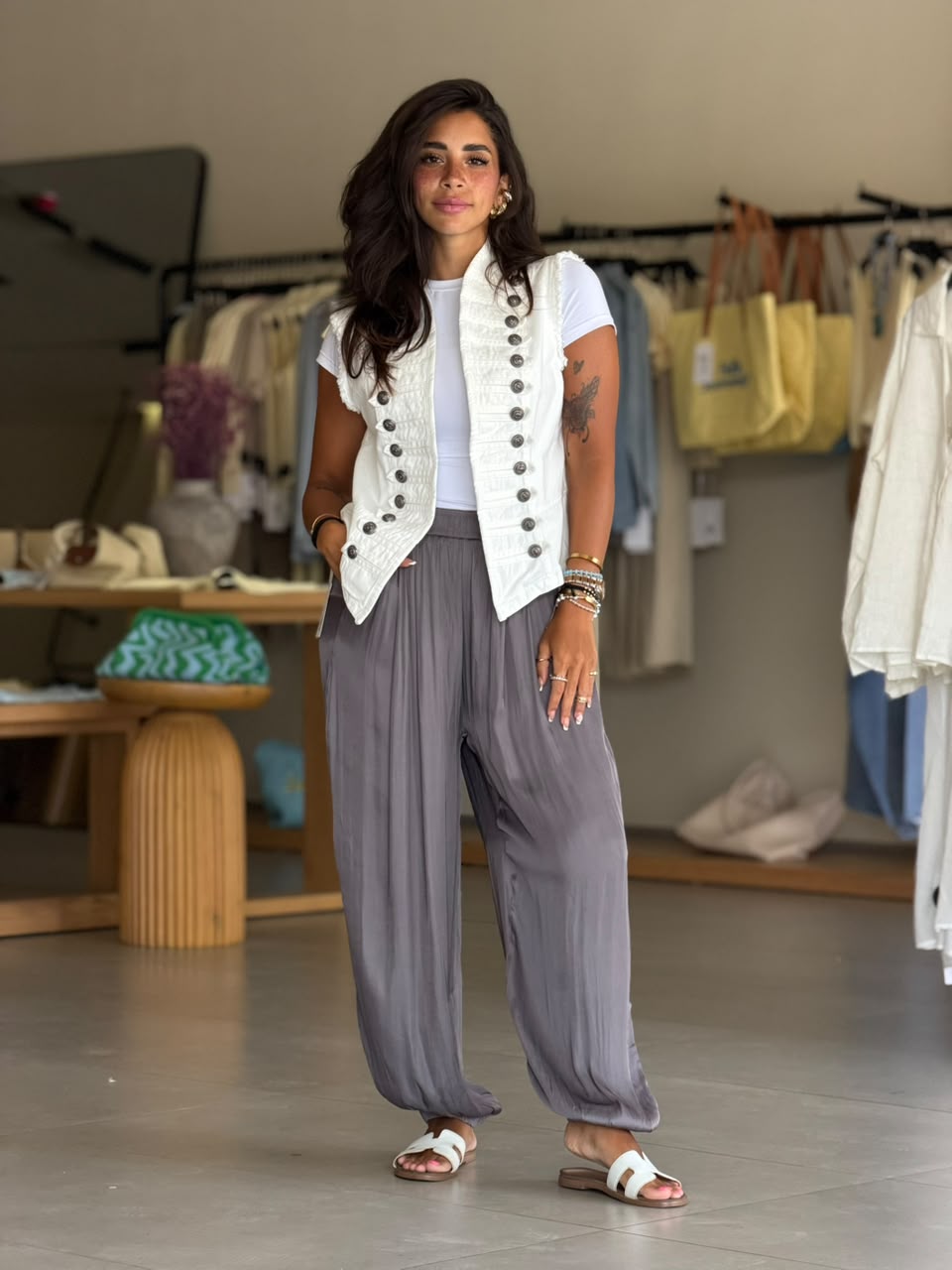 Satin Pants- Gray
