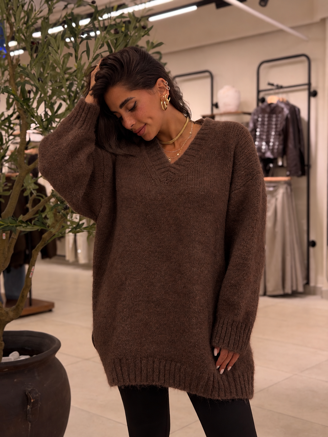 Fur Pullover - Brown
