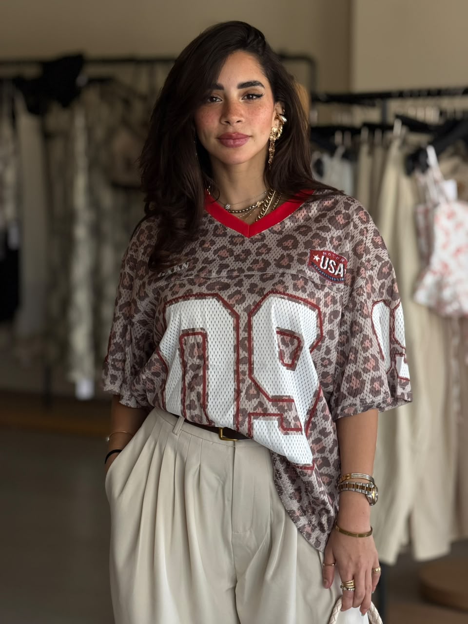 leopard print T-shirt