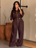 Linen Jumpsuit - Brown