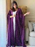 Wide Sleeves Velvet Abaya - Purple