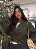 Trench Cropped Jacket - Olive