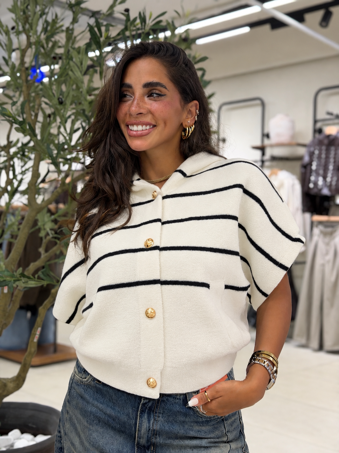 Stirped Wool Sweater - White