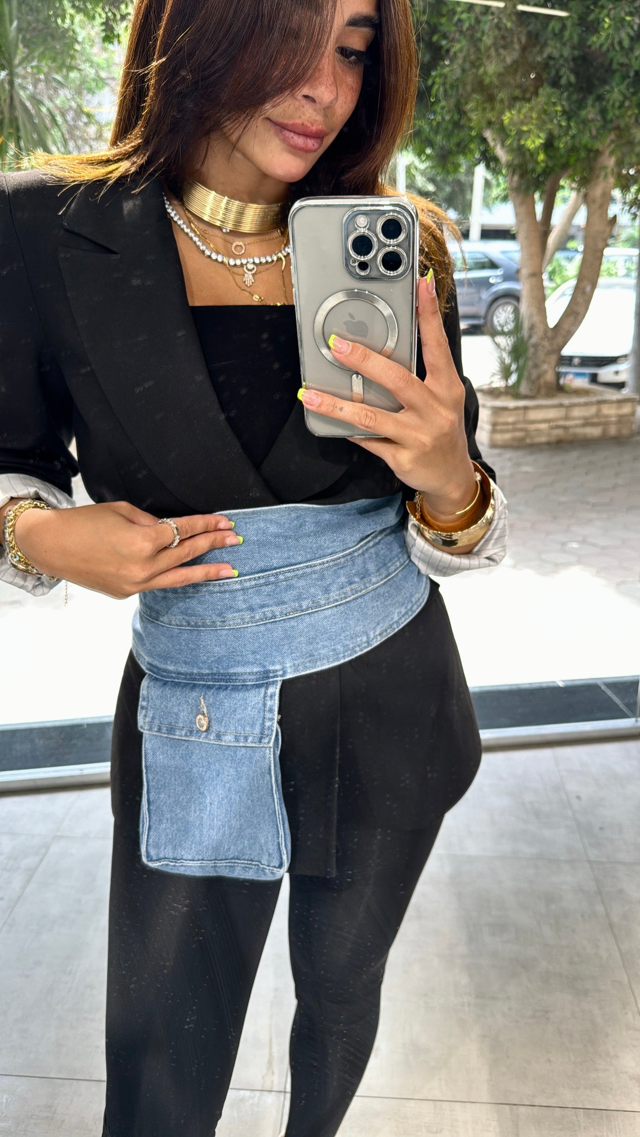 Denim belt