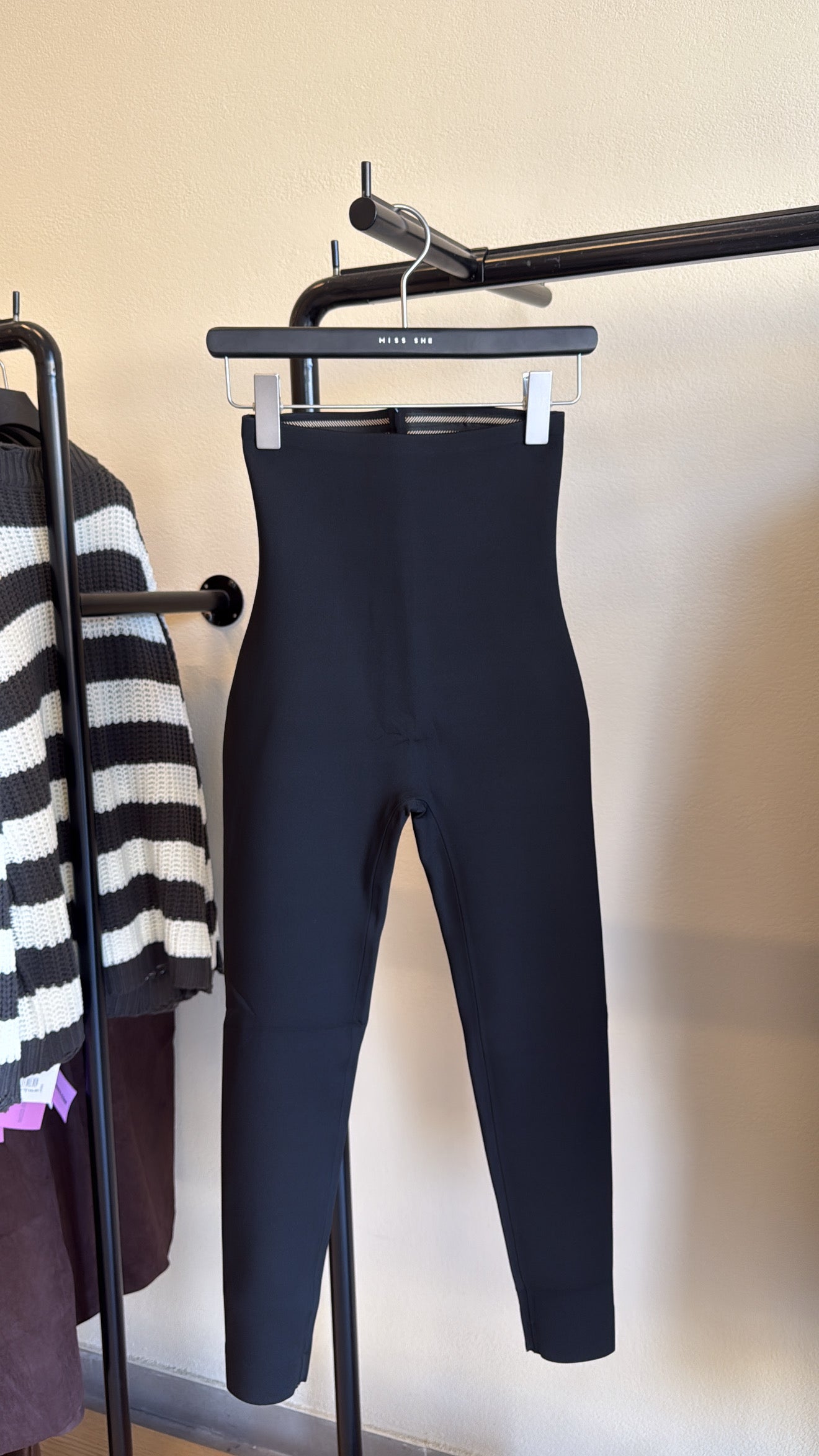 Fleeced high waisted leggings- Black