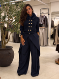 Golden Button Jacket - Navy