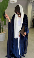 Wide Sleeves Velvet Abaya - navy