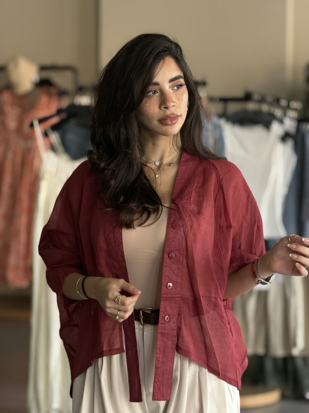 Linen shirts _ burgundy