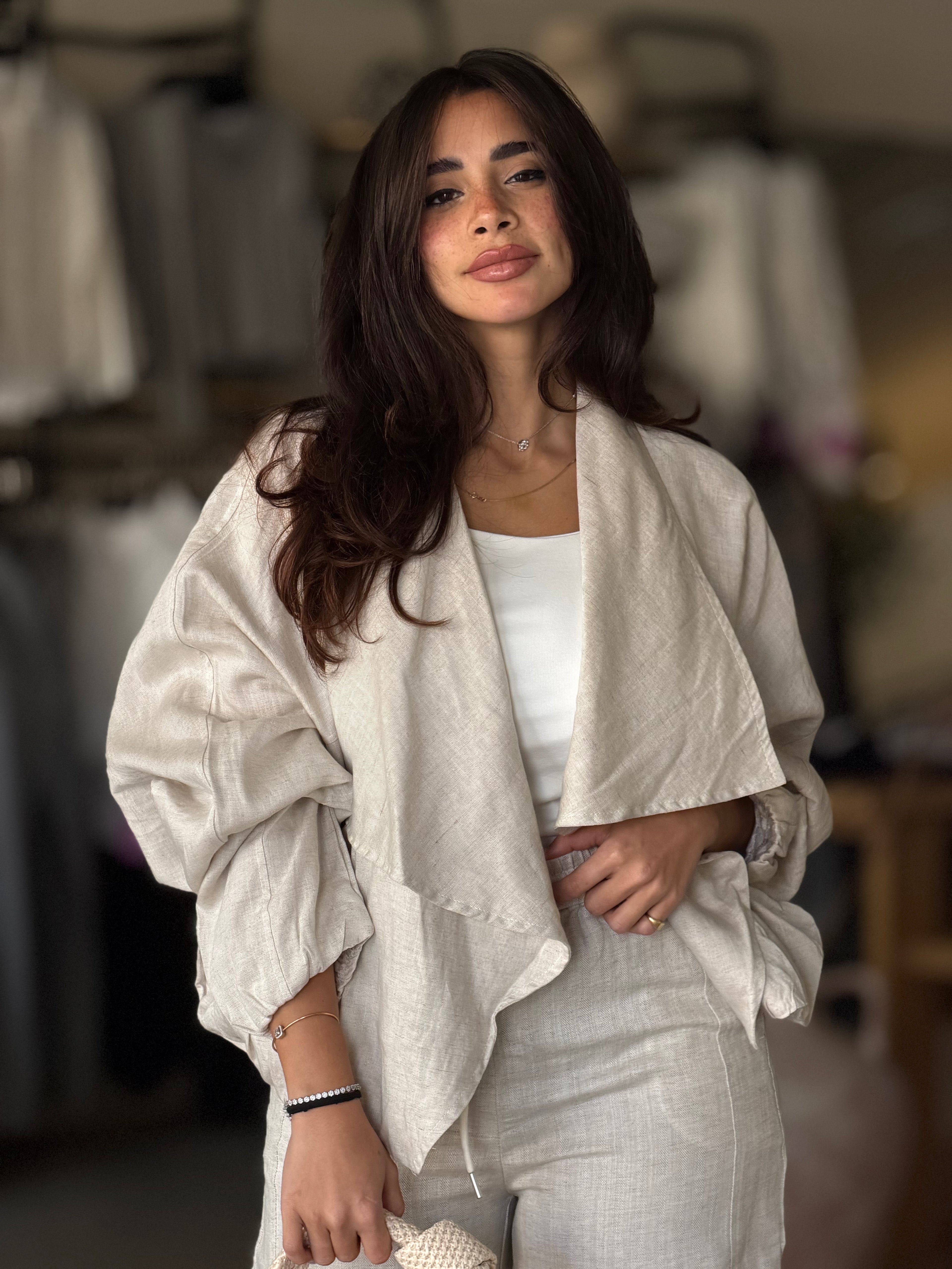 Pure Linen Jacket - Beige