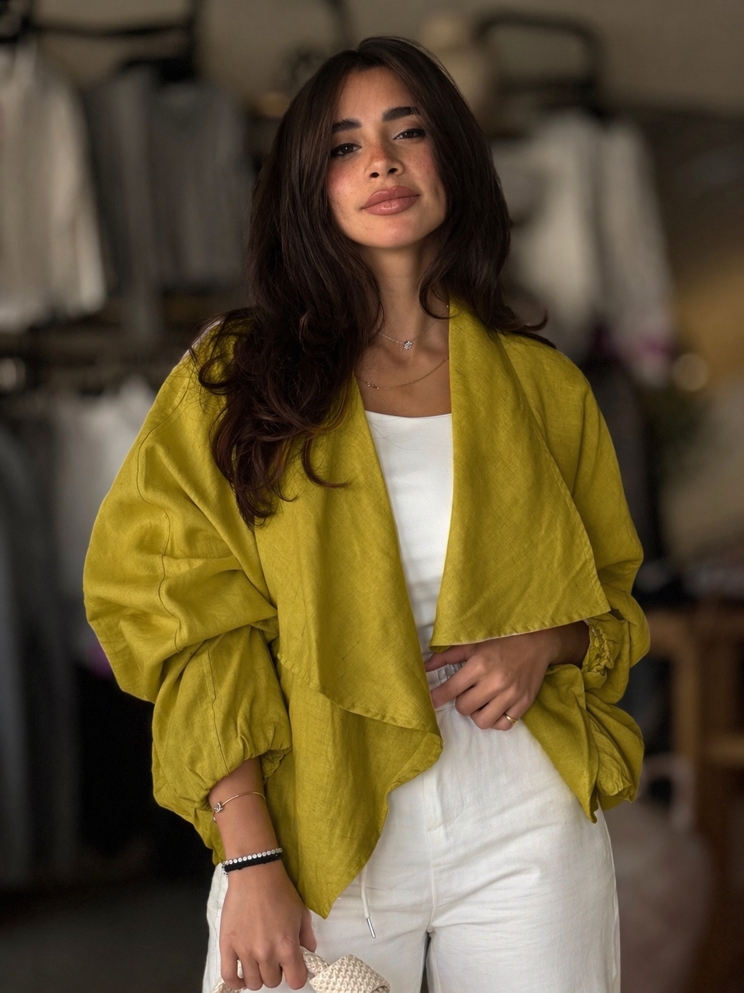 Pure Linen Jacket - Lime Green