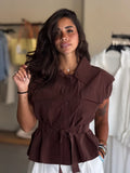 Linen Vest - brown