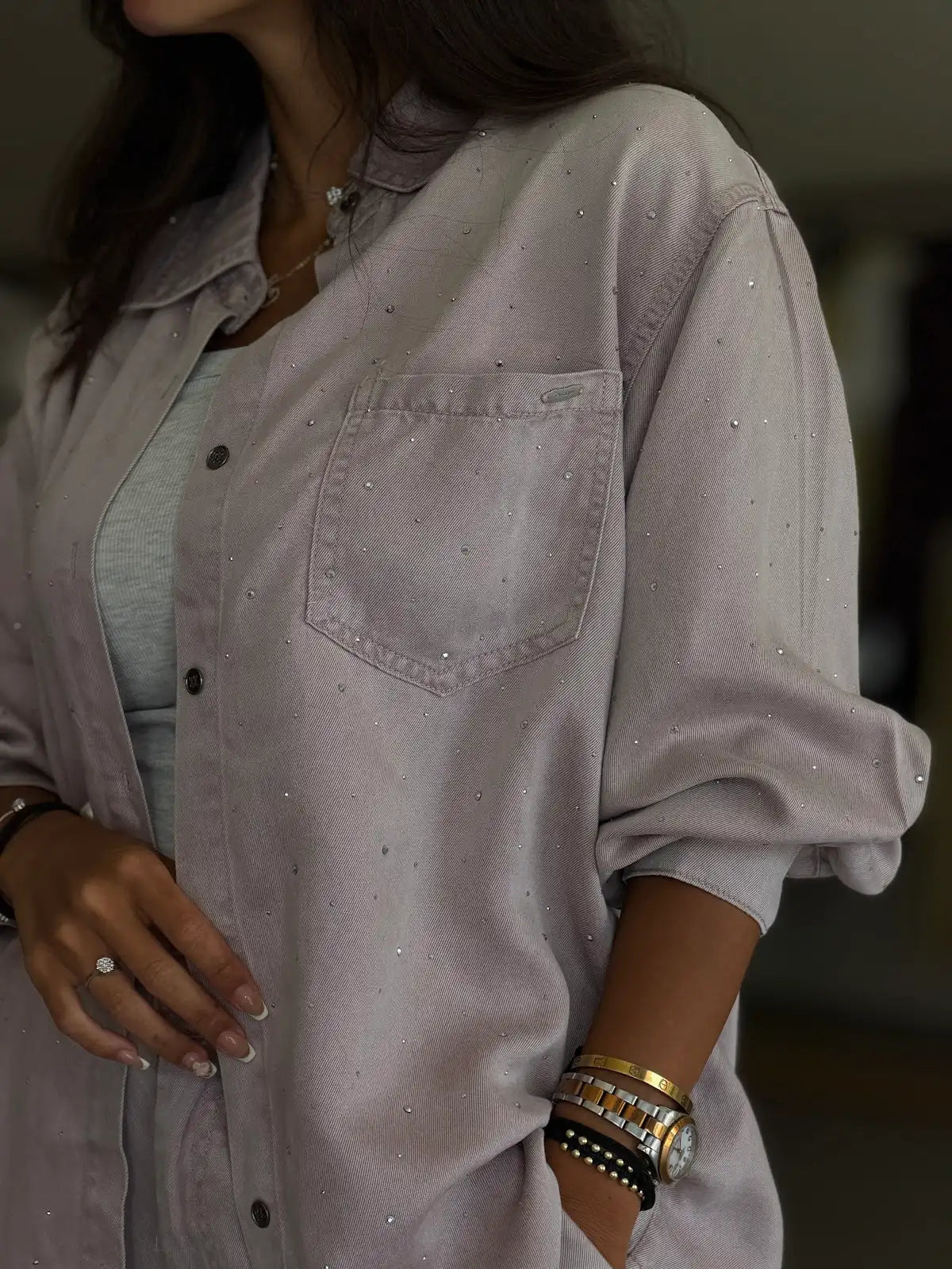Stress denim set -pink
