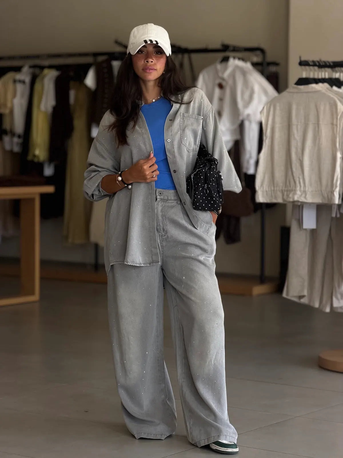 Stress denim set -Grey