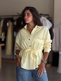 Ruffled Button-Up Shirt - yellow
