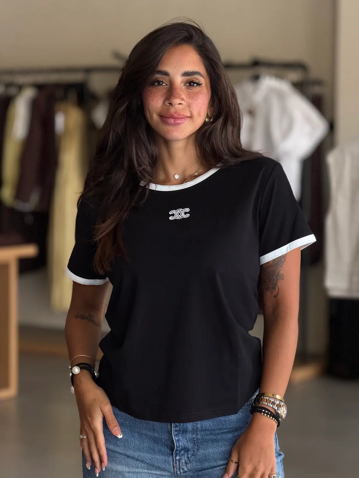 sleeve cuffs Tops -black