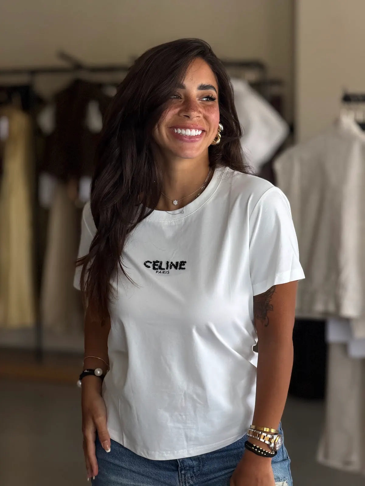 white celine top