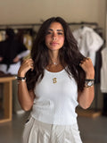 Inspired Gold Keyhole Top in white
