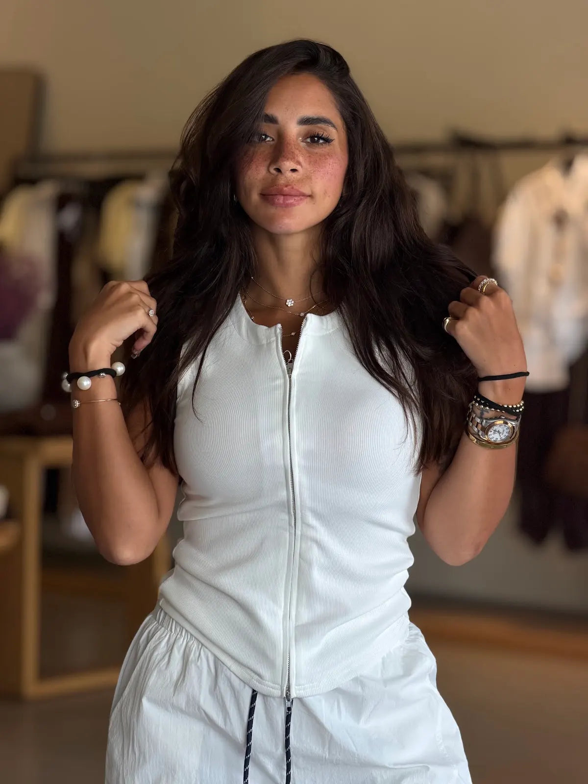 white ribbed top