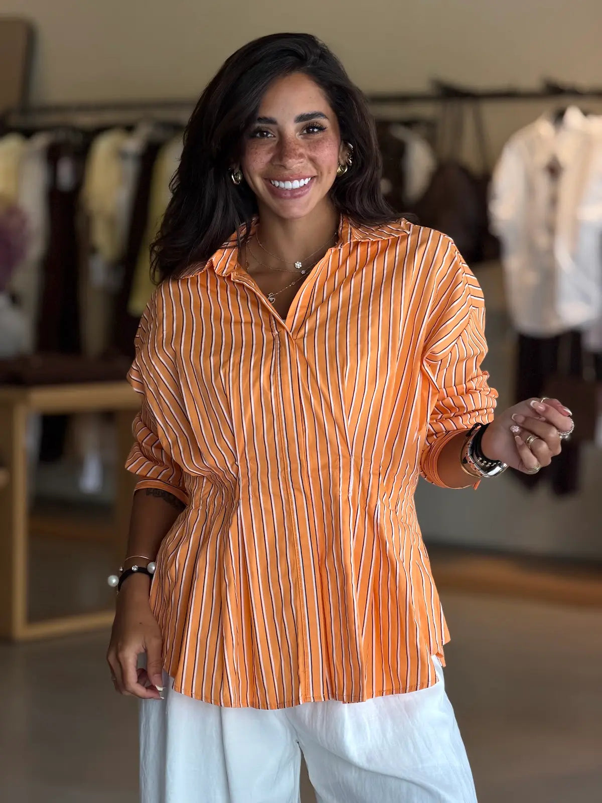 Mix Stripped Shirt - orange