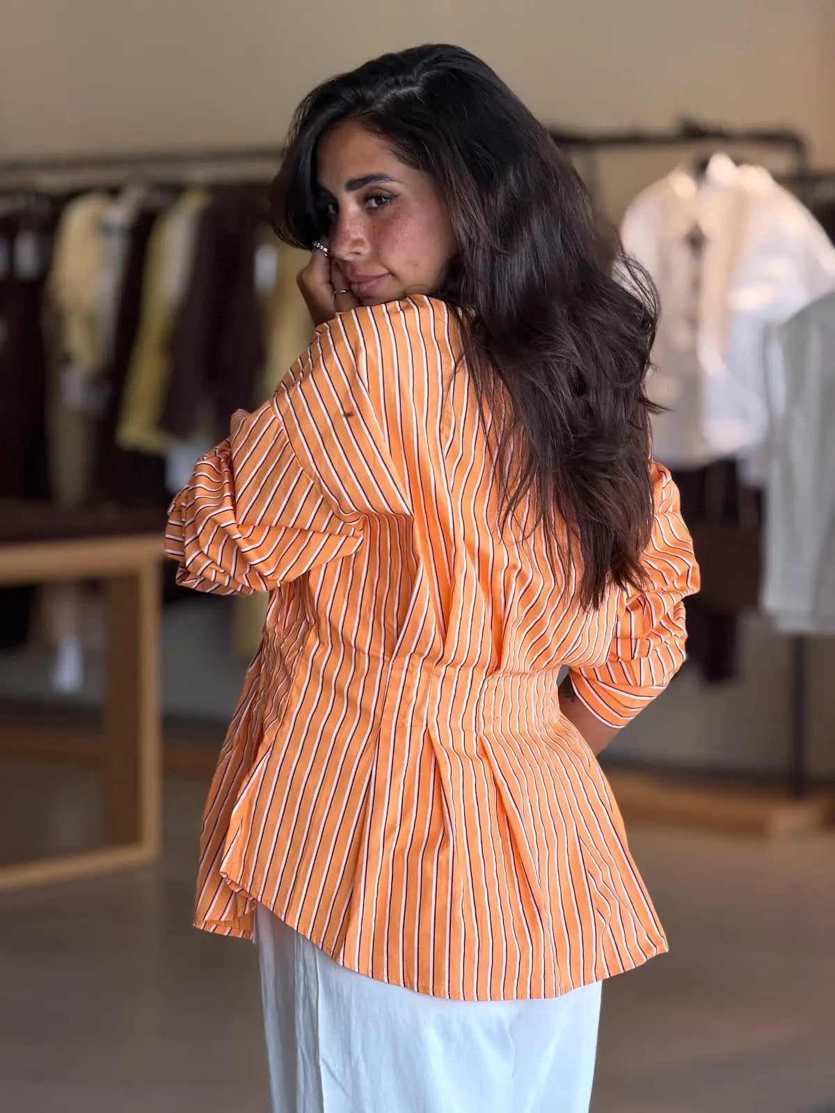 Mix Stripped Shirt - orange