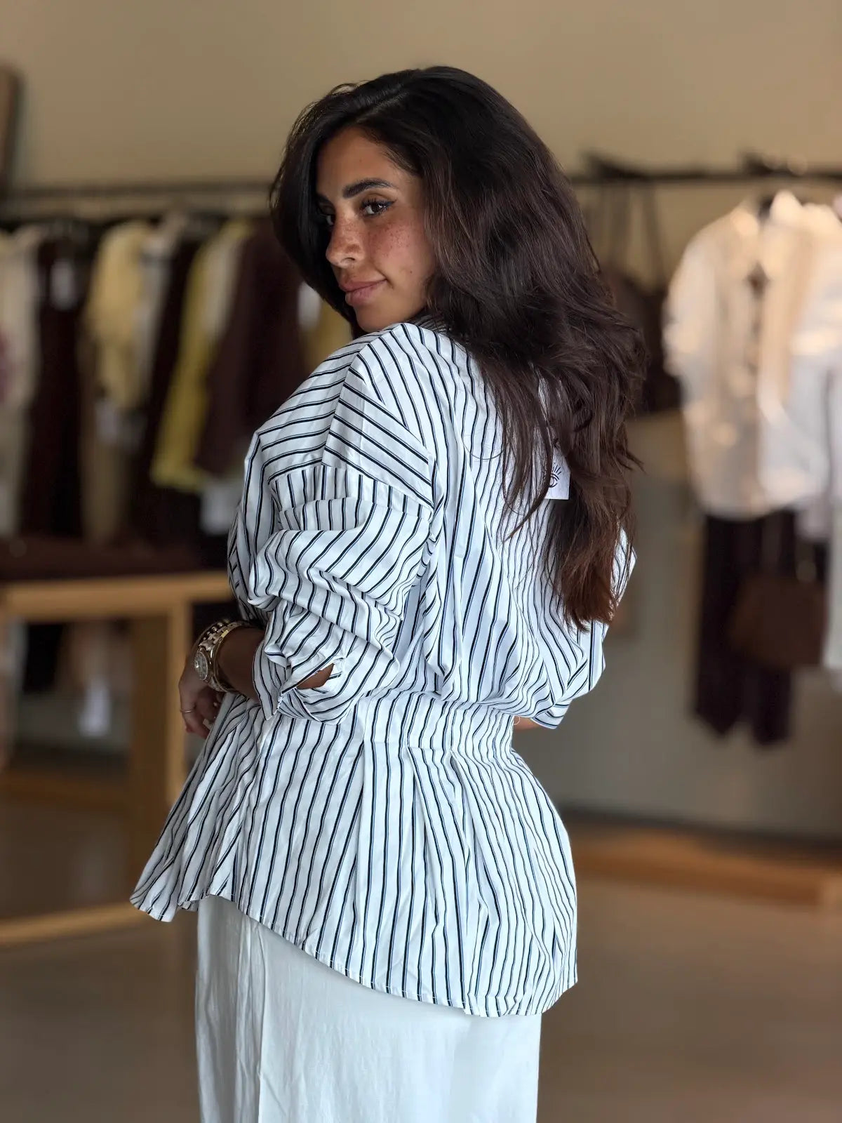 Mix Stripped Shirt -white