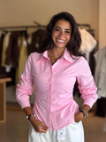 Plain Cropped Shirt - pink