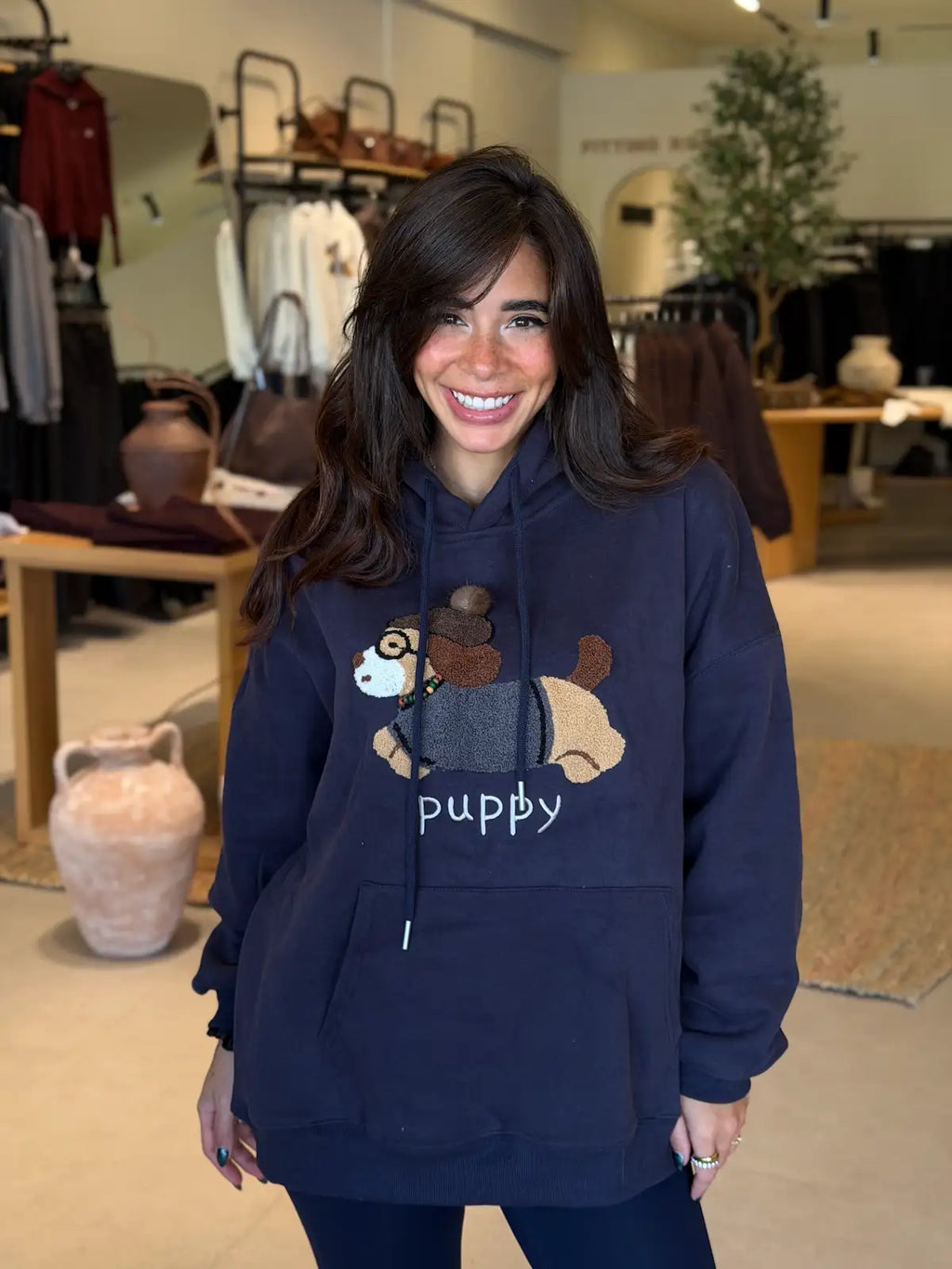 Fleeced puppy sweatshirt - Navy