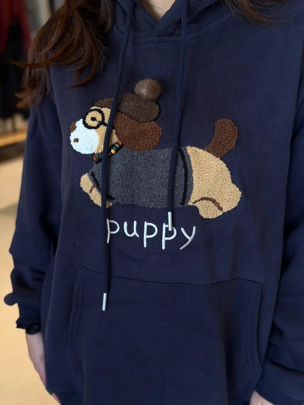 Fleeced puppy sweatshirt - Navy