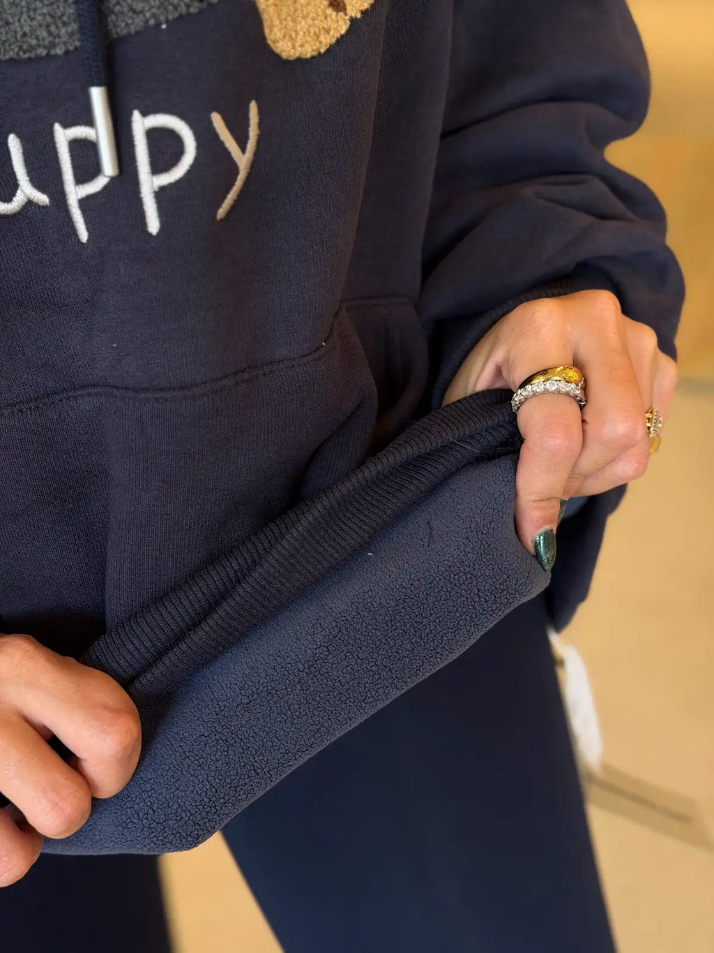 Fleeced puppy sweatshirt - Navy