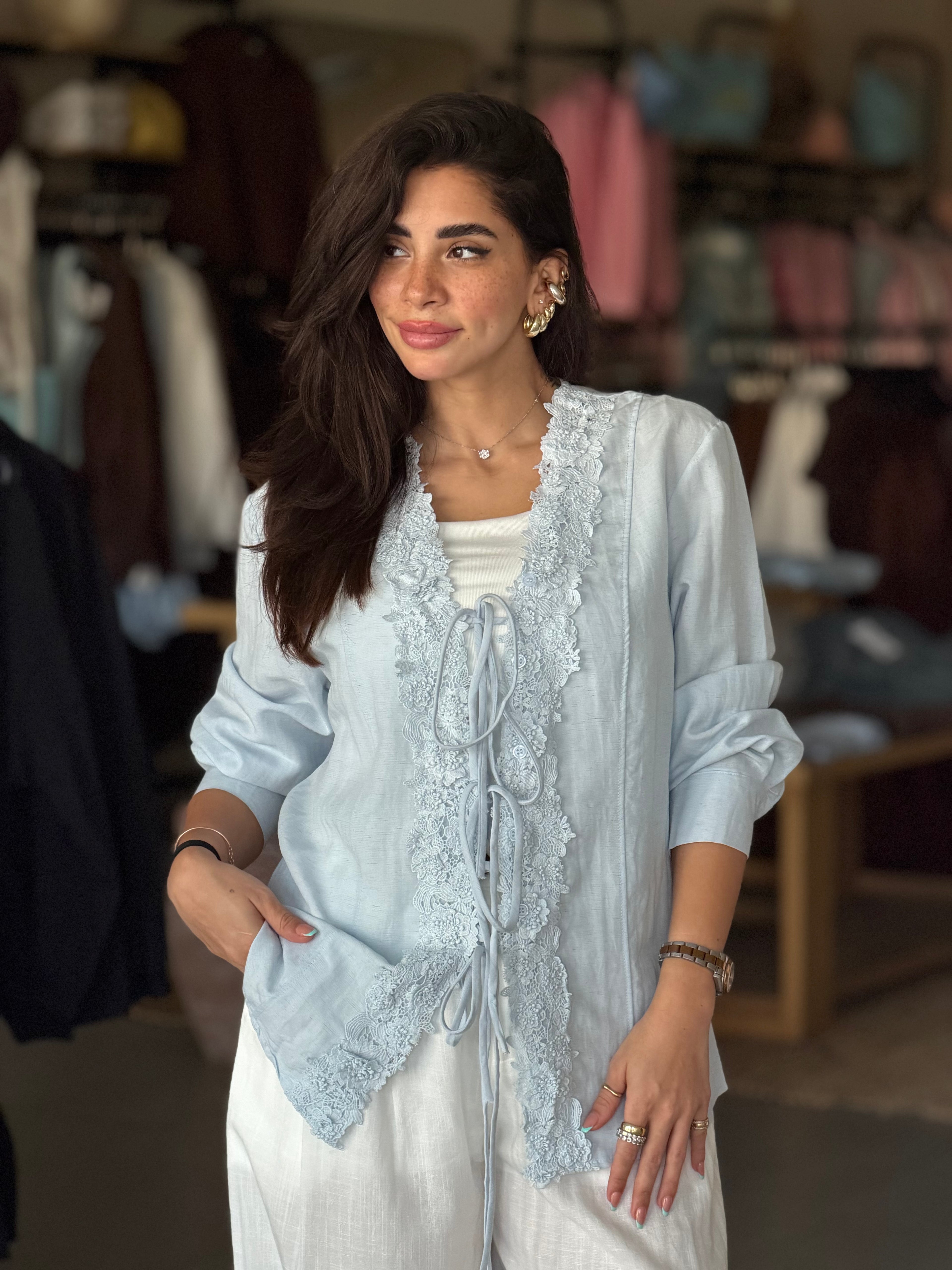 Flora Shirt -Baby Blue
