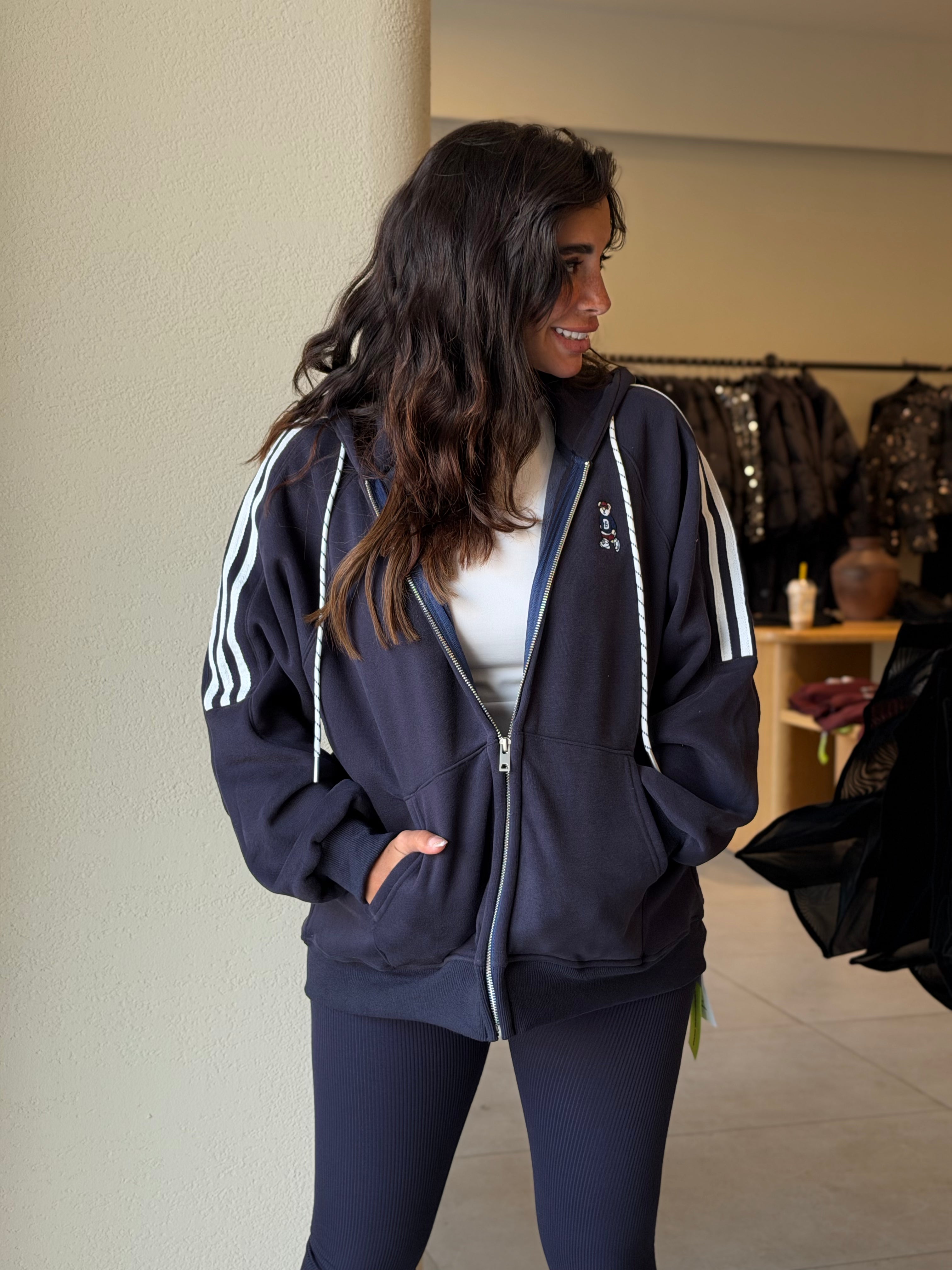 The Stripe Zip-Up -Navy
