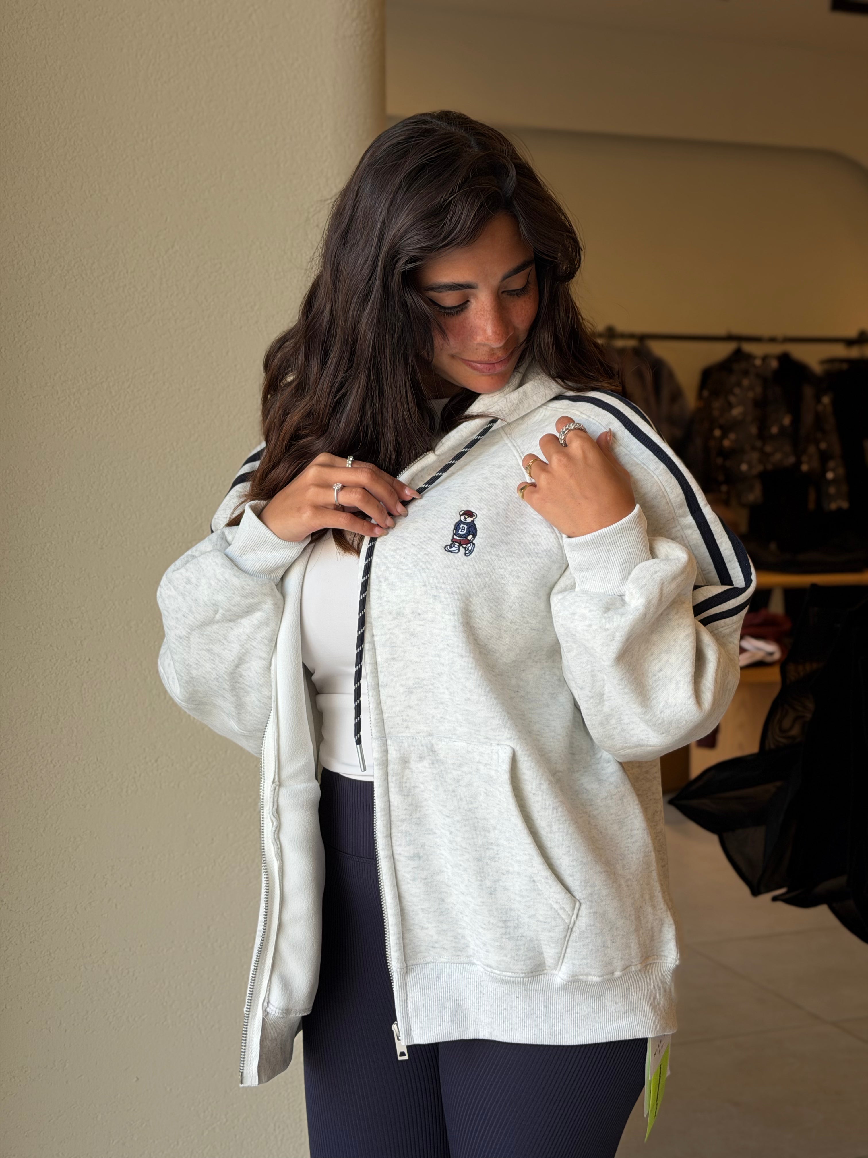 The Stripe Zip-Up -White