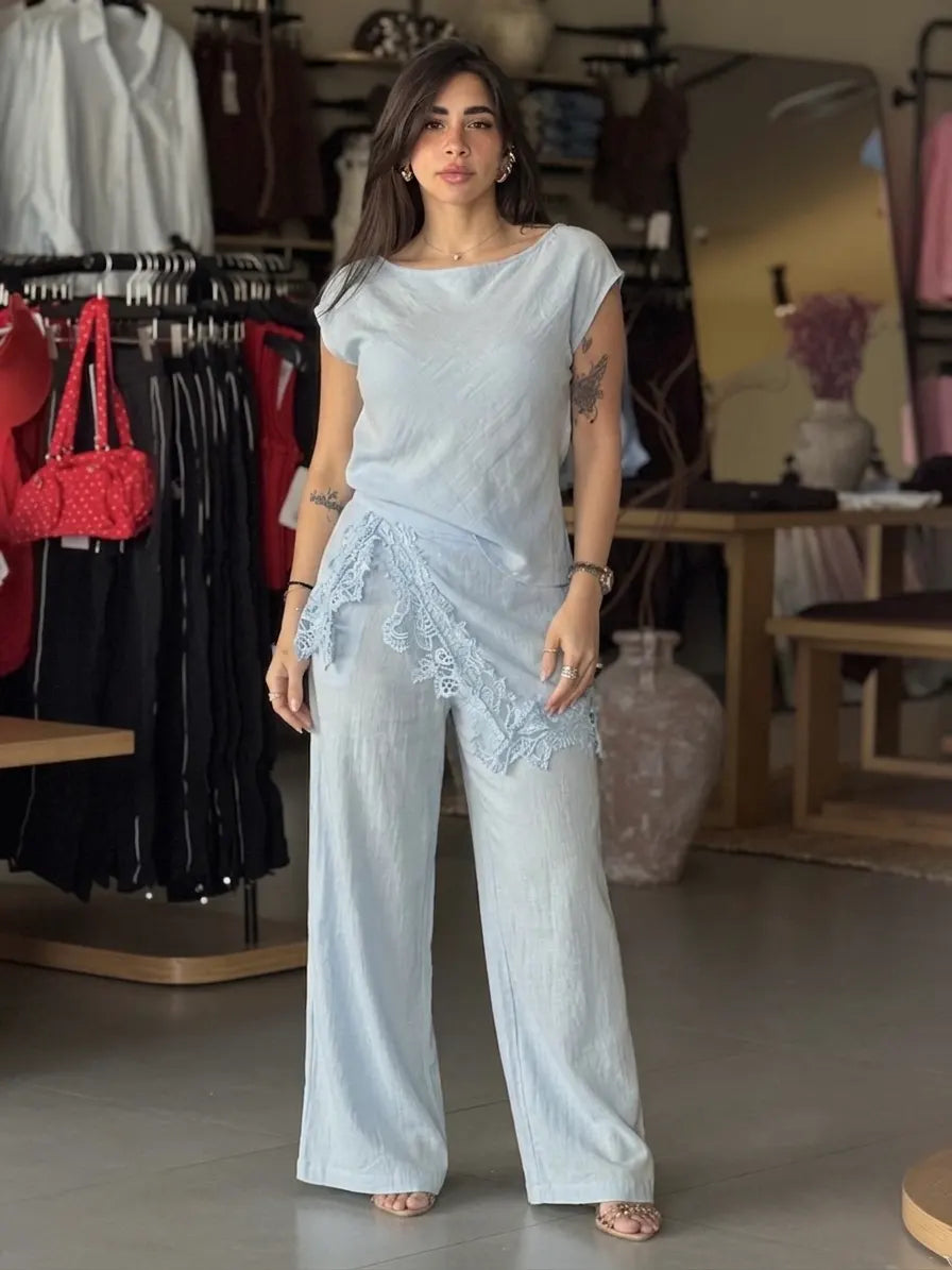 Casual Tee Set - Babyblue