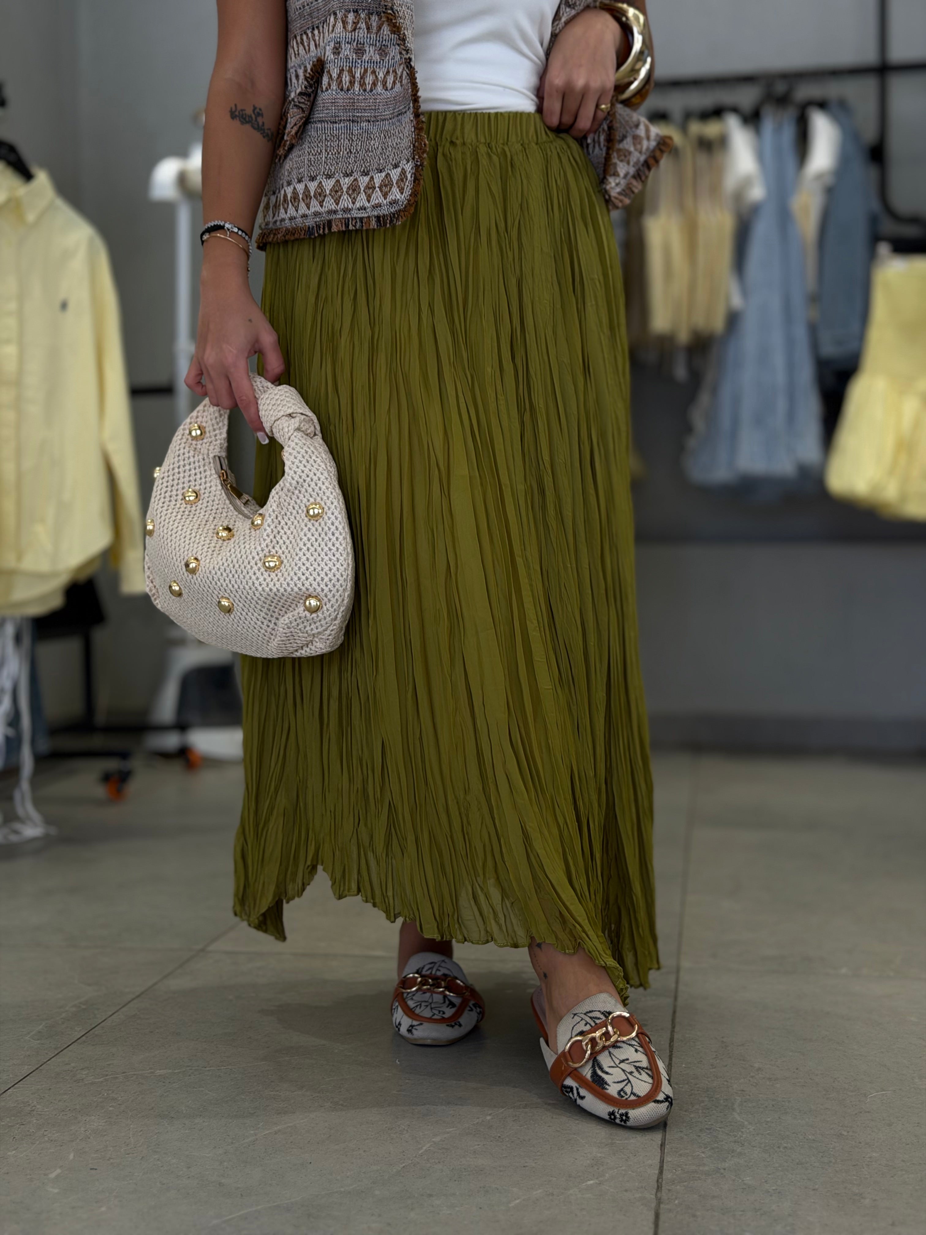 Crunchy Skirt - Olive