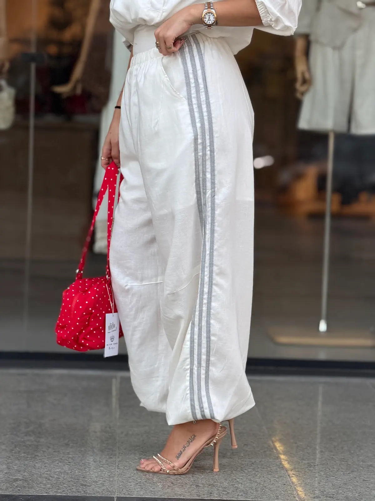 Stripped Pants - White