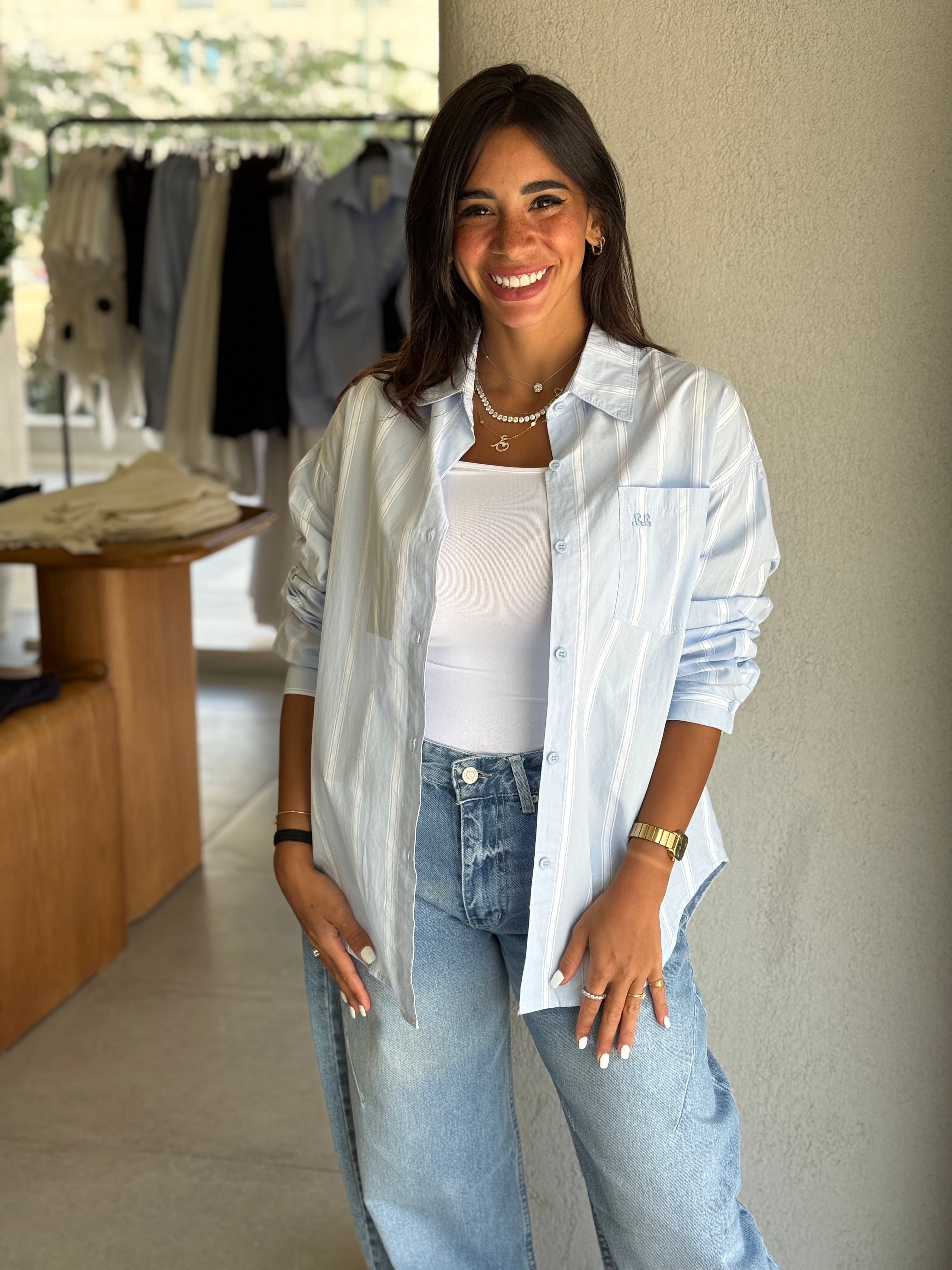 Candy Stripe Shirt - Baby Blue