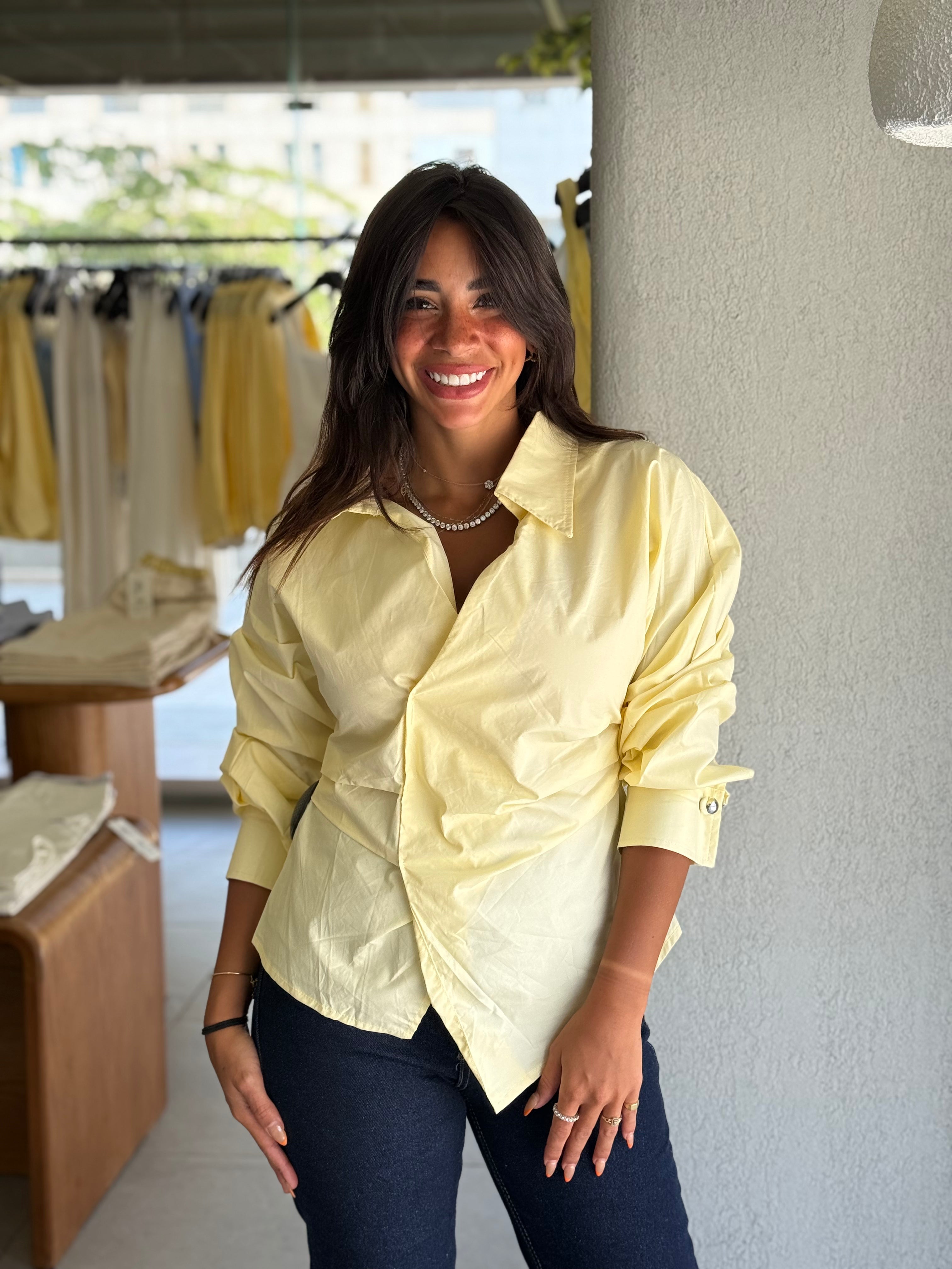 Tied-to-You Cropped Shirt - Yellow